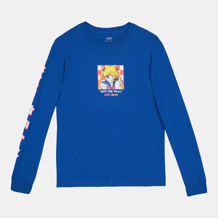 فانس تيشيرت بريتي جارديان سيلور مون جرافيك بأكمام طويلة للاطفال الكبار أزرق image number 0