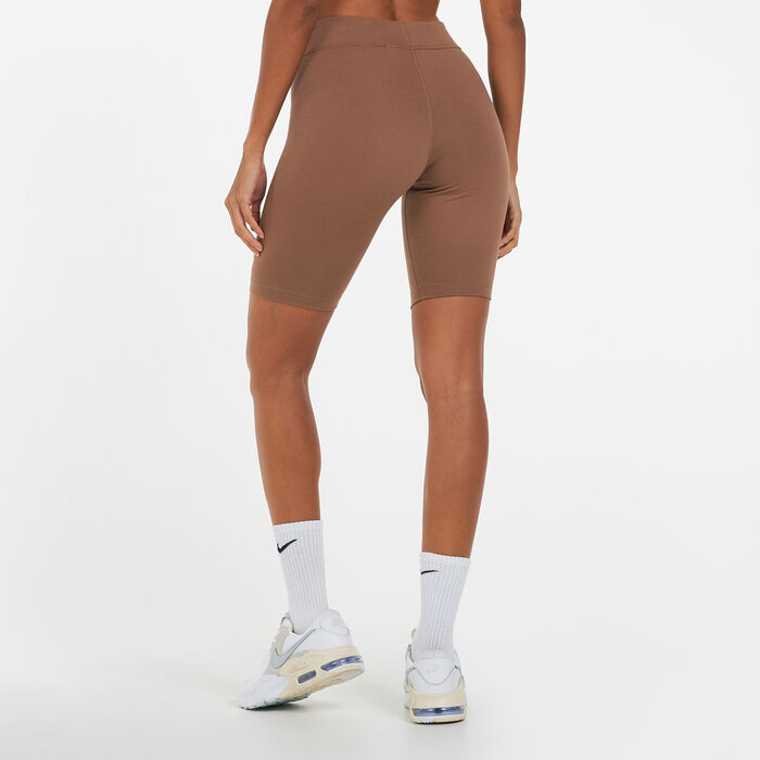 نايكي شورت سبورتسوير اسنشال ميد-رايز بايكر للنساء بنى image number 1