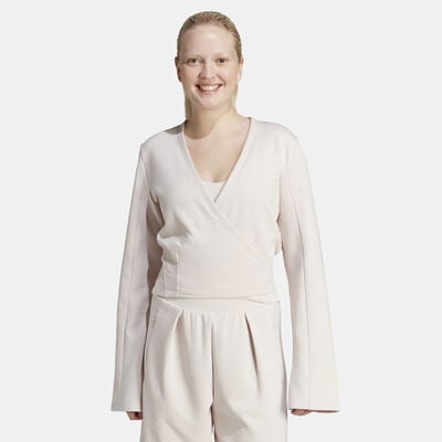 اديداس تيشيرت تمارين الاليوغا كوفر-اب للنساء بيج