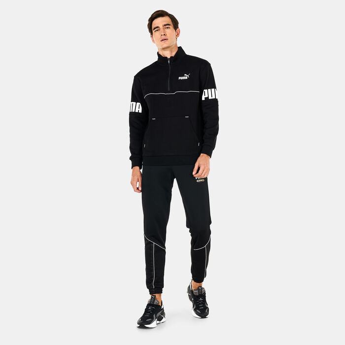 بوما سويت شيرت باور بنصف سحاب للرجال أسود image number 2