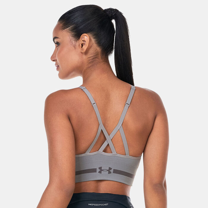 اندر ارمر صدرية رياضية UA سيملس بدعم منخفض للنساء رمادي image number 1